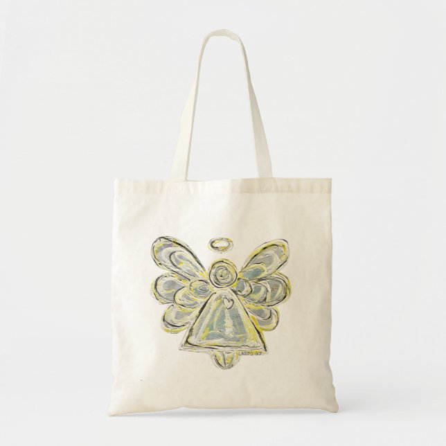 Silver White Guardian Angel Art Custom Tote Bag (Front)