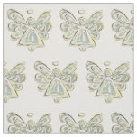 Silver White Guardian Angel Art Fabric Material