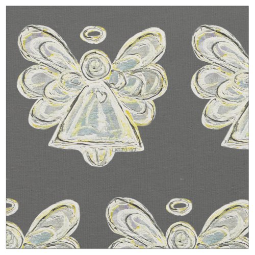 Silver White Guardian Angel Art Fabric Material