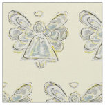 Silver White Guardian Angel Art Fabric Material