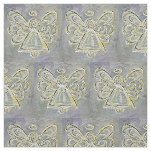 Silver White Guardian Angel Art Fabric Material