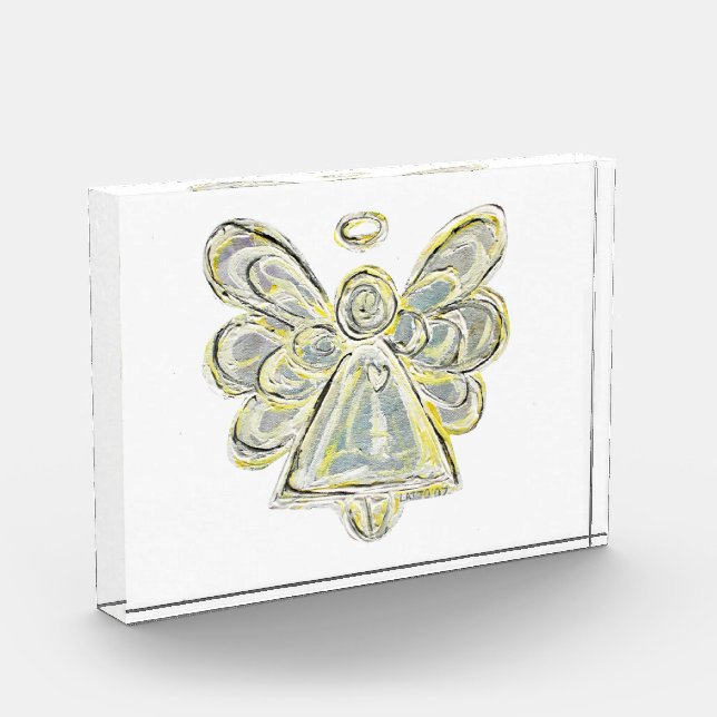 Silver White Guardian Angel Art Paperweight Award (Left)