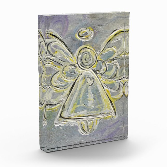 Silver White Guardian Angel Art Paperweight Award (Left)