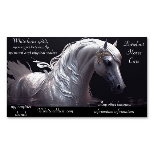 Silver white horse from a dream business card magnet