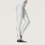 Silver White Lace Leggings<br><div class="desc">Lace pattern in silver,  gray and white hues.</div>