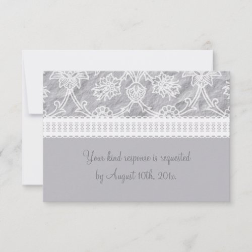 Silver White Lace Wedding RSVP Card