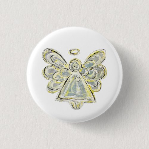 Silver White Light Guardian Angel Art Button Pins