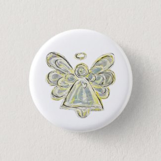 Silver White Light Guardian Angel Art Button Pins
