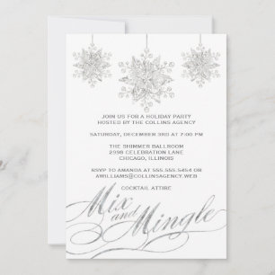 Silver & White Mix & Mingle Holiday Party Invitation