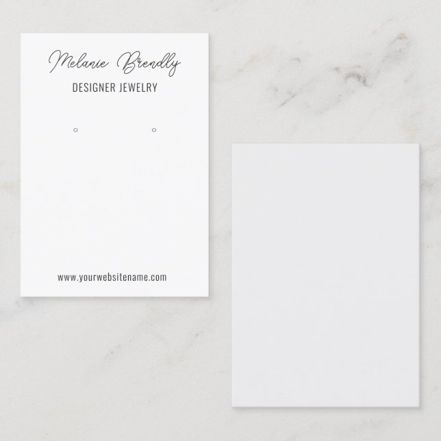 Silver White Modern Chic Jewelry Earring Display   Business Card (Front/Back)