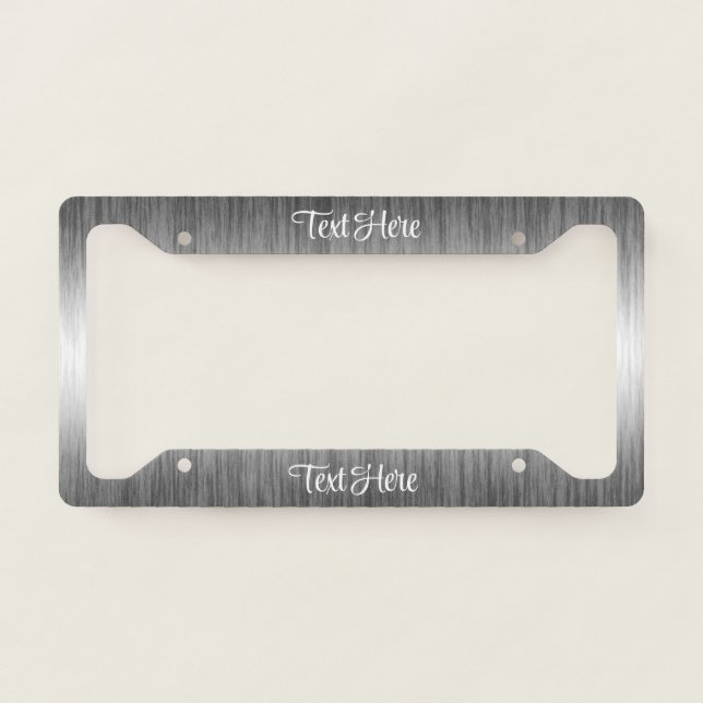Silver White Modern Gauze Blended Personalized License Plate Frame (Front)