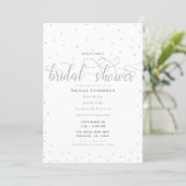 Silver & White Modern Minimal Script Bridal Shower Invitation (Standing Front)