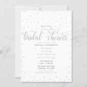 Silver & White Modern Minimal Script Bridal Shower Invitation (Front)