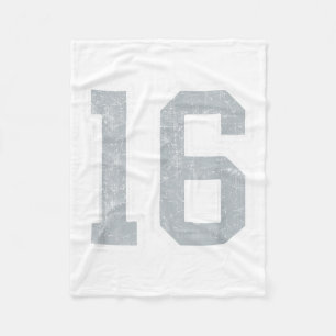 Silver White Number 16 Jersey Player Uniform #16  Fleece Blanket