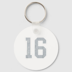 Silver White Number 16 Jersey Player Uniform #16  Keychain