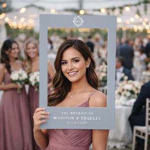 Silver White Ornate Monogram Wedding Photo Prop Selfie Frame