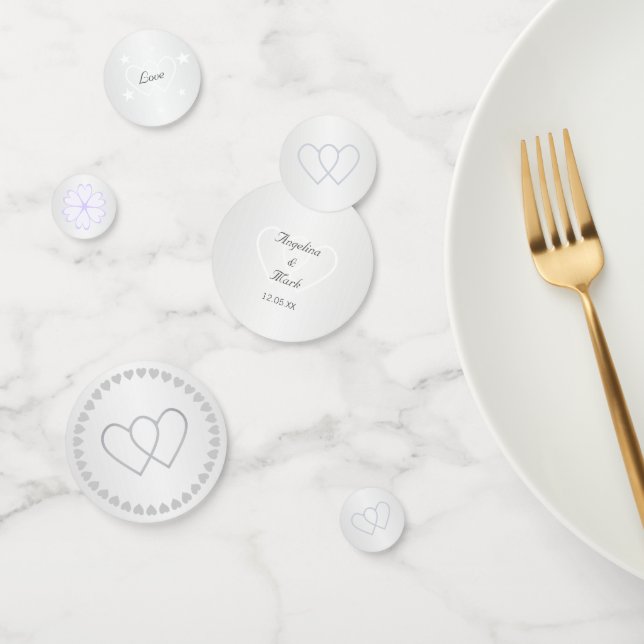 Silver & White Personalized Wedding Table Confetti (Group)
