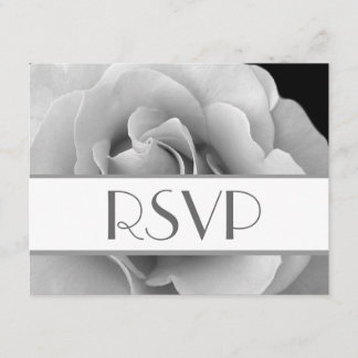 Silver White Rose RSVP Wedding Response Card