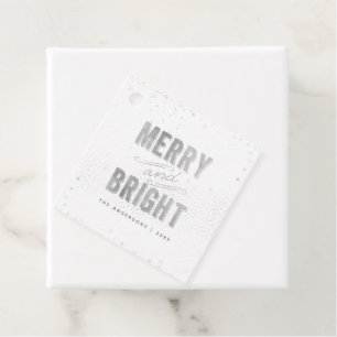 Silver & White Snowflake Merry and Bright Holiday Favor Tags