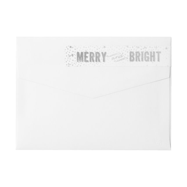 Silver & White Snowflake Merry and Bright Wrap Around Label (Back)