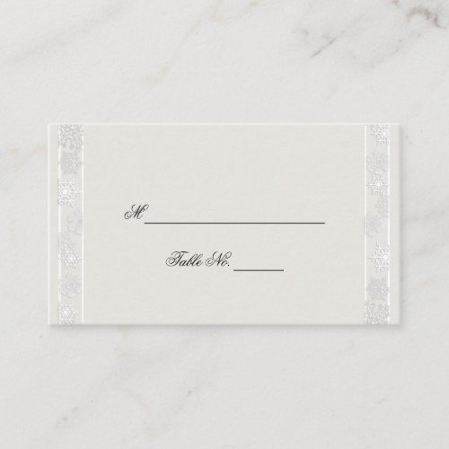 Silver White Snowflake Winter Wedding Place Cards Business Card Template