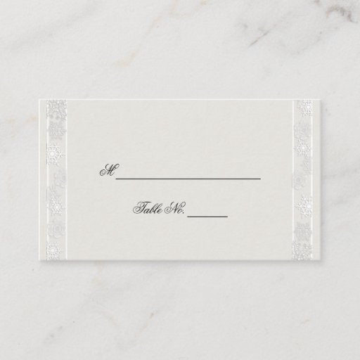 Customizable Silver White Snowflake Winter Wedding Place Cards Business Card Template