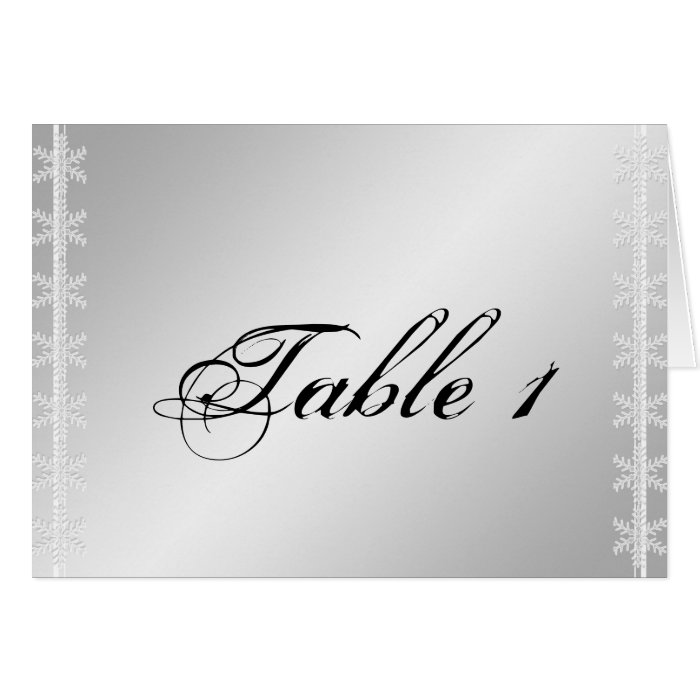 Silver White Snowflake Winter Wedding Table Number Cards