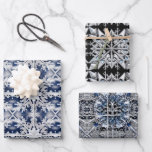 "Silver" & White Snowflakes on Blue Black Navy  Wrapping Paper Sheets<br><div class="desc">Beautiful winter-themed set of three coordinating wraps for all your winter gift-giving occasions. Secular wrap is perfect for religious holidays, as well, such as Christmas, Hanukkah, or any others for which snowflakes are appropriate. Add your white or silver ribbons and bows to these quality sheets and you'll have gorgeous, coordinating...</div>