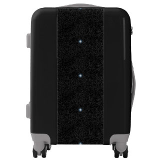Silver White Stars and Flash on Black Suitcases
