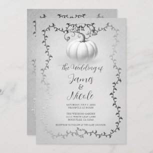 Silver & White Storybook Pumpkin Wedding Invitation