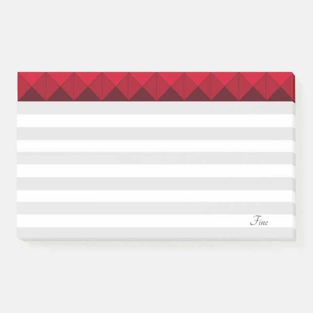 Silver & White Striped & Burgundy Header Post-it Notes (Front)
