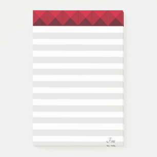 Silver & White Striped & Burgundy Header Post-it Notes