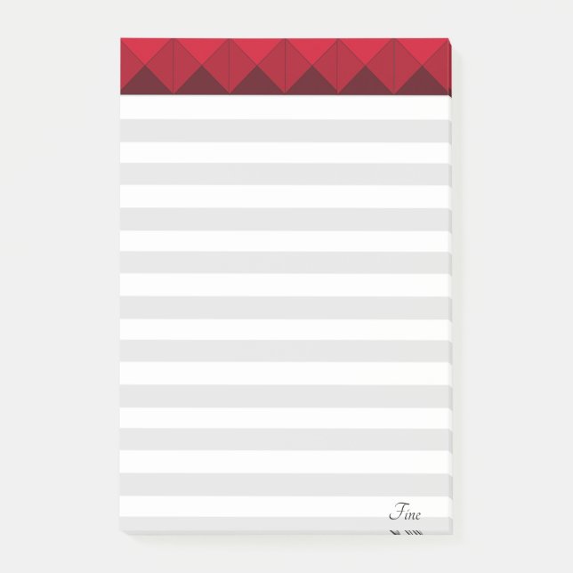 Silver & White Striped & Burgundy Header Post-it Notes (Front)