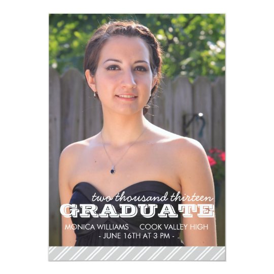 Silver & White Striped Graduation Announcement