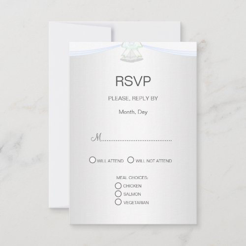 Silver White Wedding RSVP Card