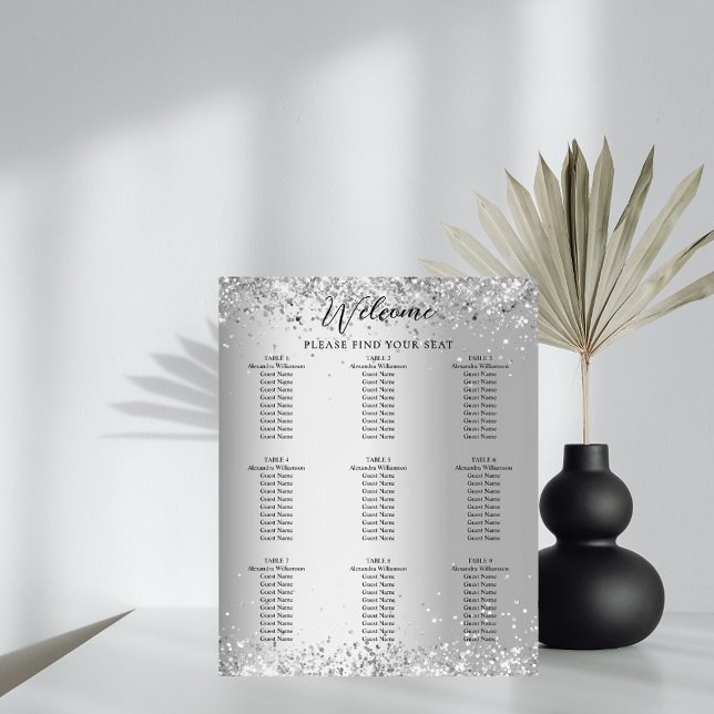 Silver white wedding seating chart foam board (Creator Uploaded)