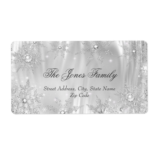 Silver White Winter Wonderland Christmas Holiday Label (Front)