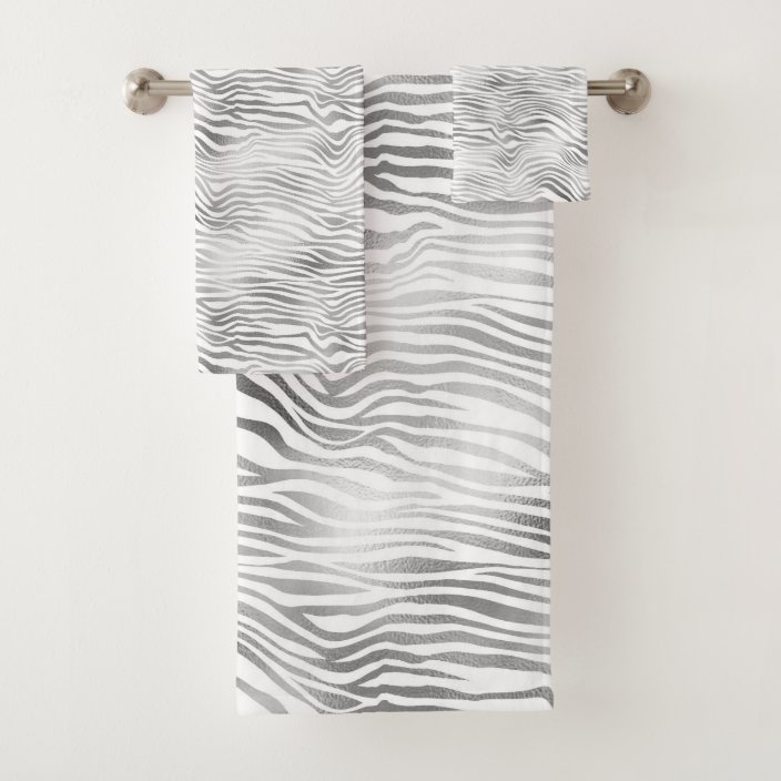 Silver White Zebra Print Bath Towel Set | Zazzle.com