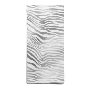 Silver White Zebra Print Cloth Napkin