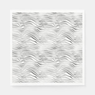 Silver White Zebra Print Napkins