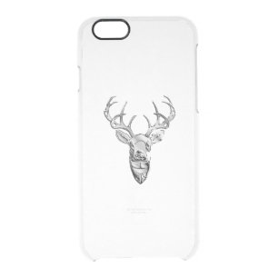 Silver Whitetail Deer on Carbon Fiber Style Print Clear iPhone 6/6S Case