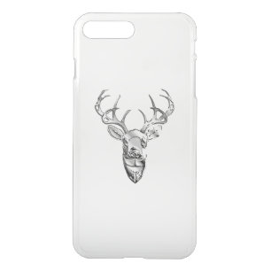 Silver Whitetail Deer on Carbon Fiber Style iPhone 8 Plus/7 Plus Case