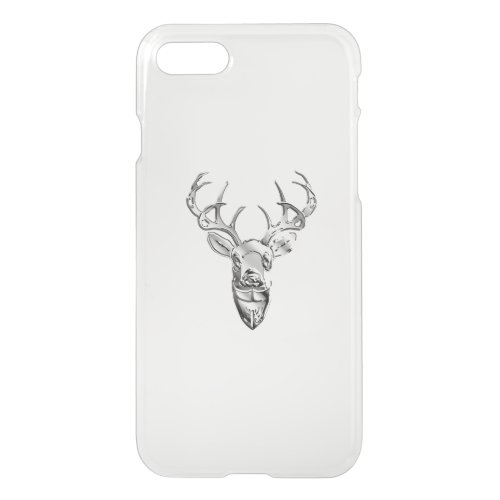 Silver Whitetail Deer on Carbon Fiber Style iPhone SE87 Case