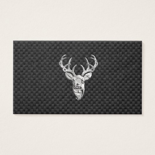 Silver Wild Deer on Carbon Fiber Style Decor (Front)