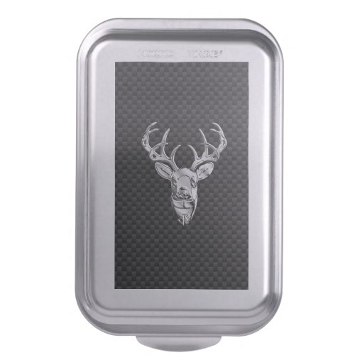 Silver Wild Deer on Carbon Fiber Style Print Cake Pan