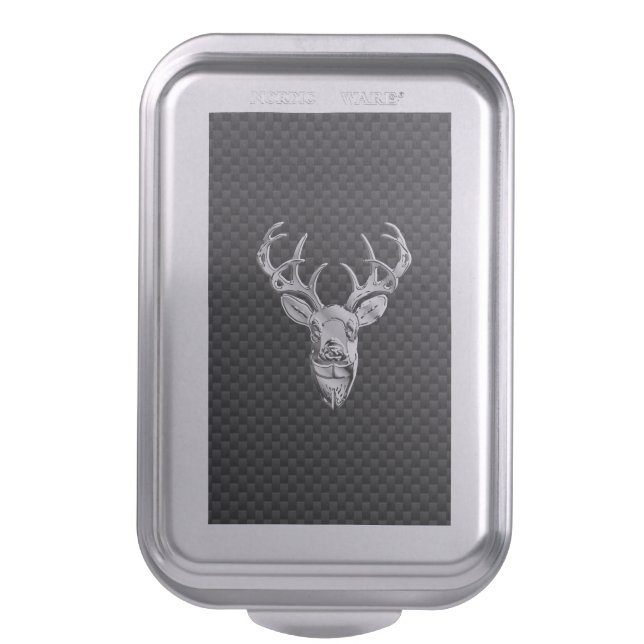 Silver Wild Deer on Carbon Fiber Style Print Cake Pan (Front Vertical)