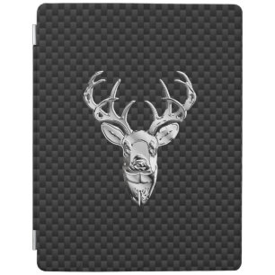 Silver Wild Deer on Carbon Fiber Style Print iPad Smart Cover