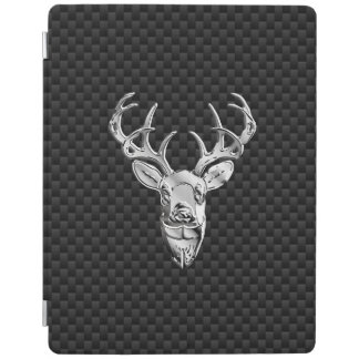 Silver Wild Deer on Carbon Fiber Style Print iPad Smart Cover