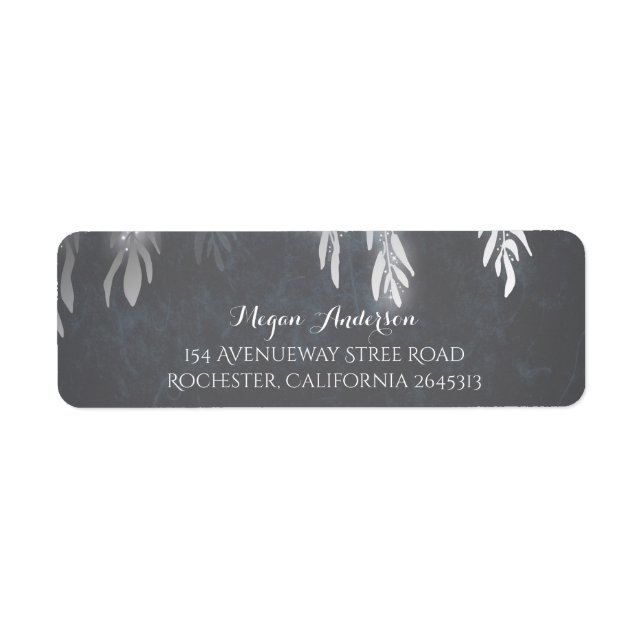 Silver Willow Tree Branches Wedding Label (Front)