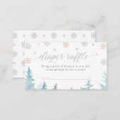 Silver Winter Baby Shower Diaper Raffle Ticket Enclosure Card (Front/Back)